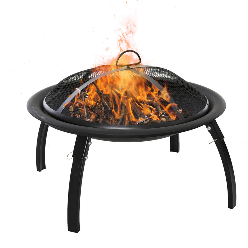 Berbecue a Legna Pieghevole Ø56x39,5 cm in Metallo Nero-1