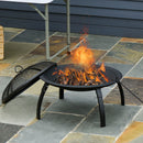 Berbecue a Legna Pieghevole Ø56x39,5 cm in Metallo Nero-2