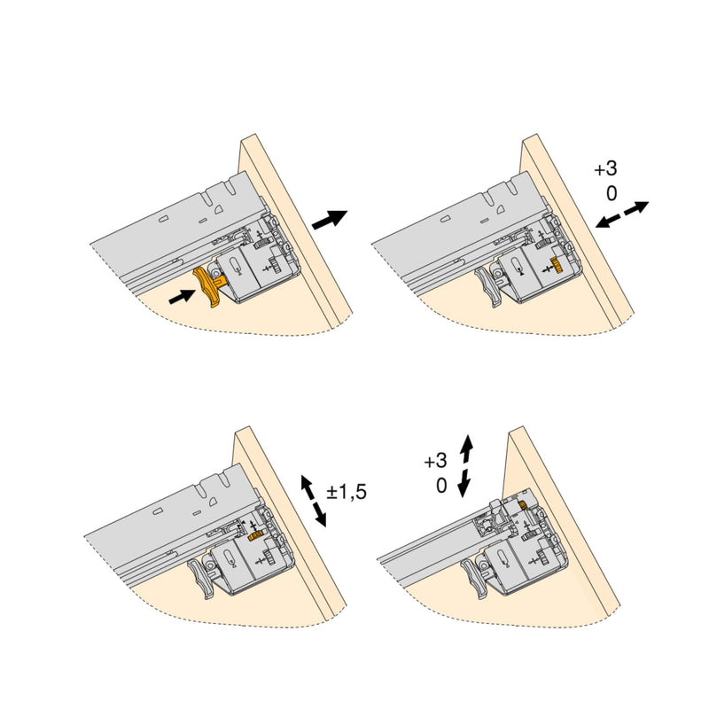 Guide Cassetto con Estrazione Soft 290 mm in Acciaio Emuca Bianco-3