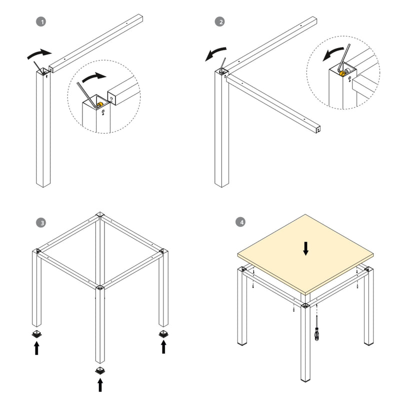 Set Struttura e Gambe Tavolo 750x750 mm in Acciaio Emuca Bianco-3