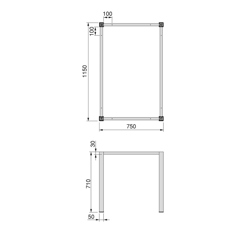 Set Struttura e Gambe Tavolo 150x750 mm in Acciaio Emuca Nero-2