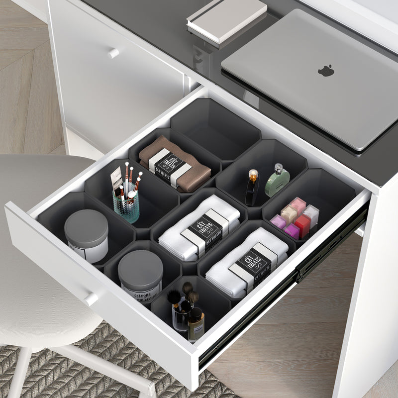 Kit di 4 organizer per cassetti del bagno Tidy Lateales, in Tecnoplastica,  Grigio antracite