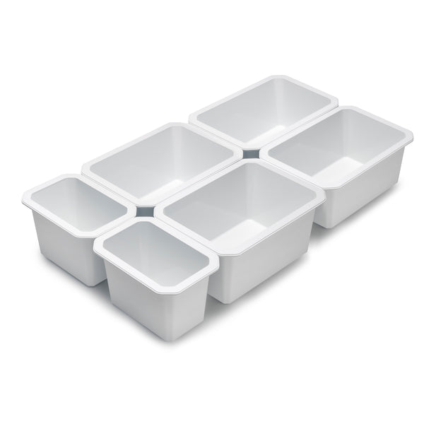 Contenitori Organizer Cassetti da Bagno 6 Cubi in Tecnoplastica Emuca Tidy Bianca sconto