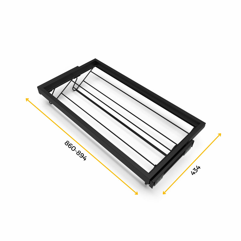 Kit Cassetto Portascarpe e Telaio per Armadio 900 mm in Alluminio e Plastica Emuca Nero-3