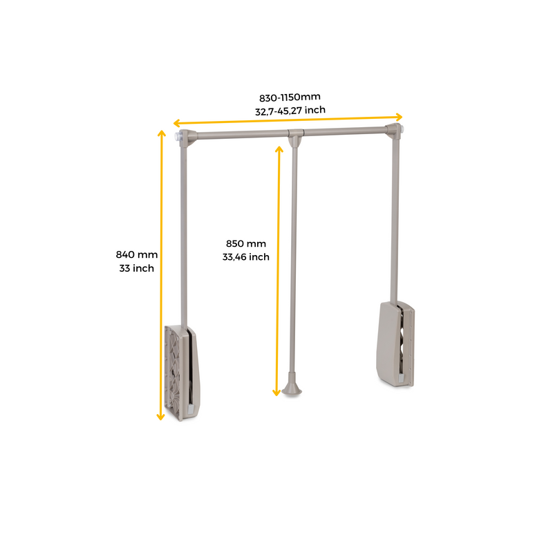 Appendiabiti Estensibile per Armadio da 830 a 1150 mm in Acciaio e Tecnoplastica Emuca Pietra-3