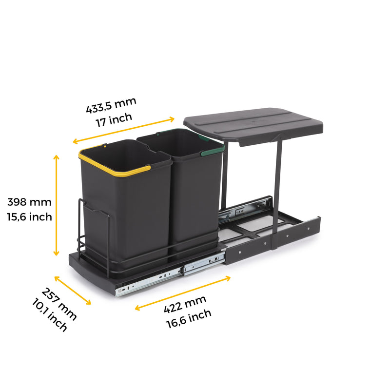 Pattumiera da Cucina ad Estrazione 2x 12 L in Acciaio Emuca -3