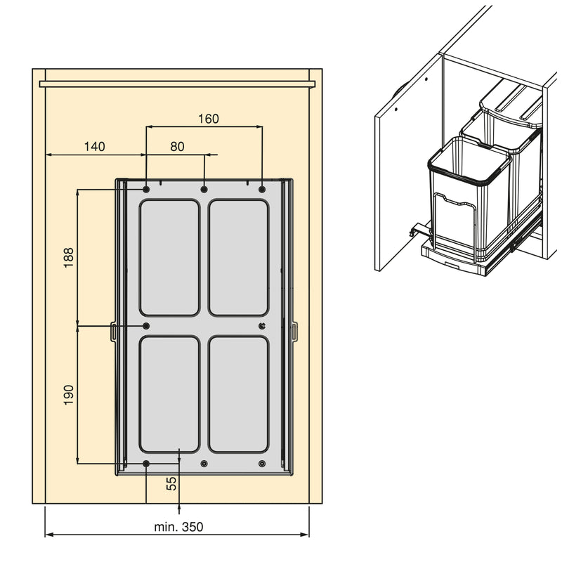 Pattumiera da Cucina ad Estrazione 2x 12 L in Acciaio Emuca -5