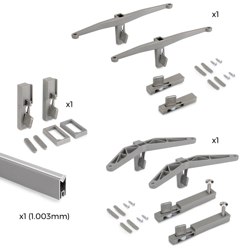 Kit Supporti per Mensole e Appendiabiti in Legno e Alluminio Emuca Zero Grigio Pietra-5