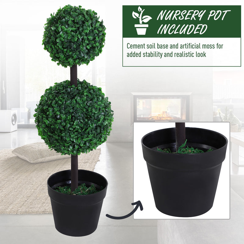 Pianta Artificiale Bosso Due Sfere Ø23x67 cm con Vaso  Verde-4