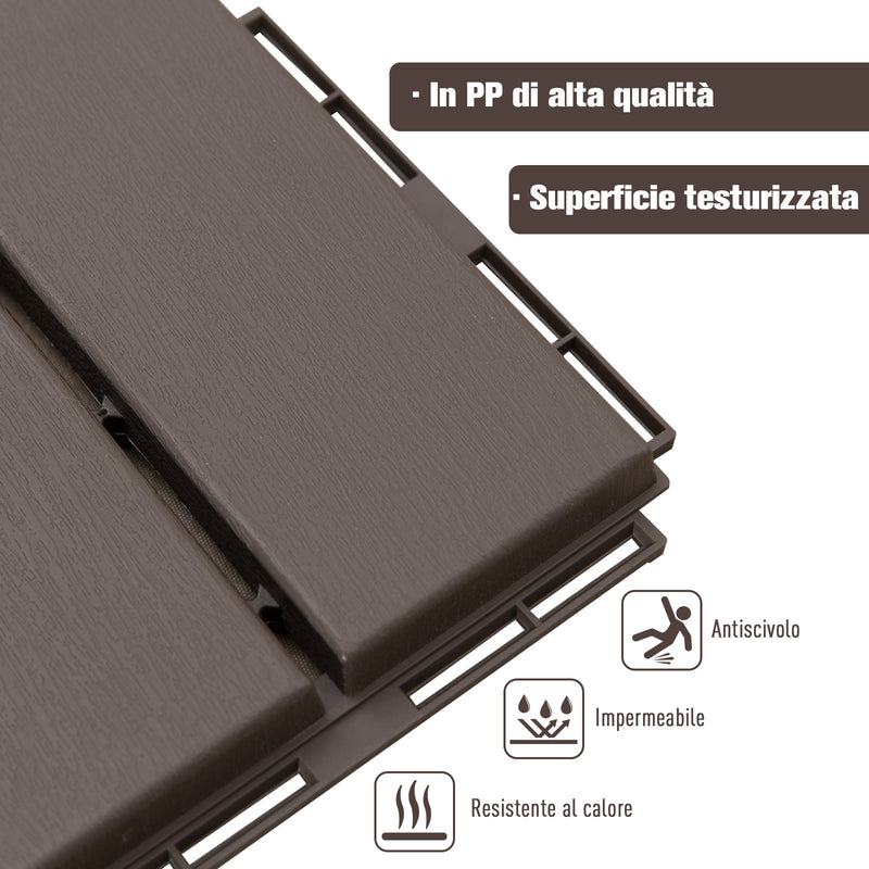 Set 9 Mattonelle a Incasto Effetto Legno 30x30x2 cm  Deck Marrone-5