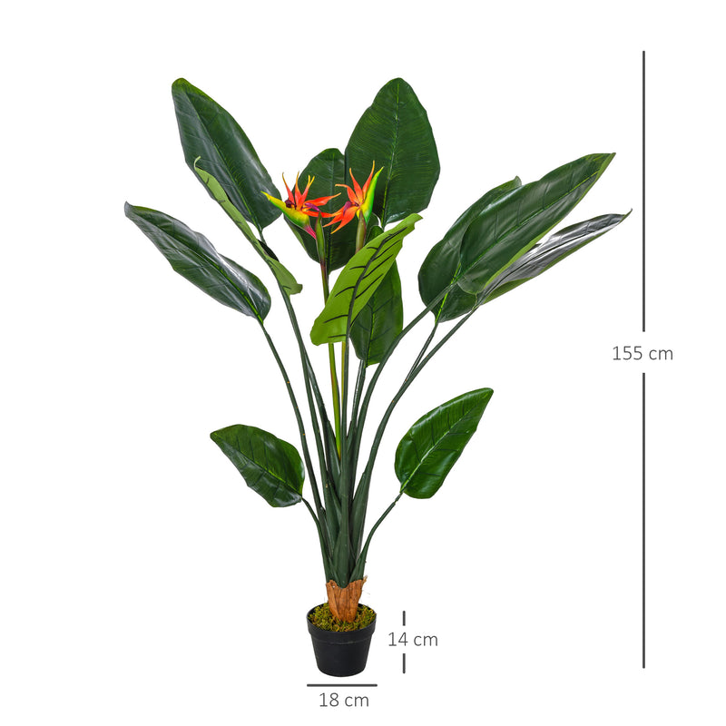 Pianta Artificiale Strelitzia Reginae H155 cm con Vaso Verde e Rosso-3