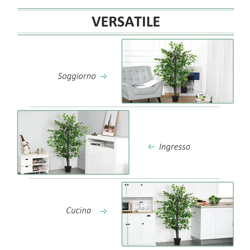 Pianta Artificiale Albero Baniano H145 cm con Vaso Verde-4