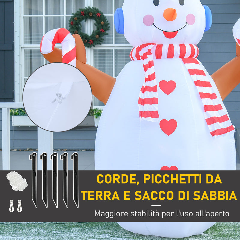 Pupazzo di Neve Gonfiabile Luminoso H240 cm con Luci a LED Bianco-4