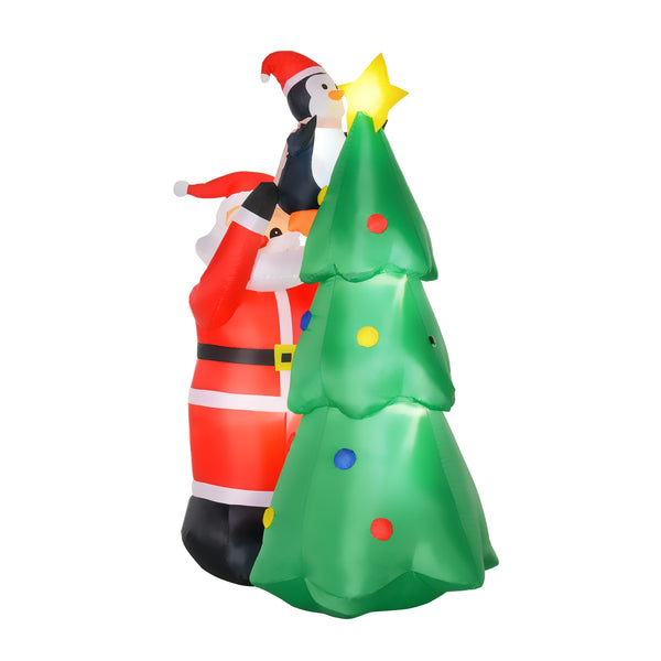 Aufblasbarer Weihnachtsmann H184 cm mit Baum und Pinguin acquista