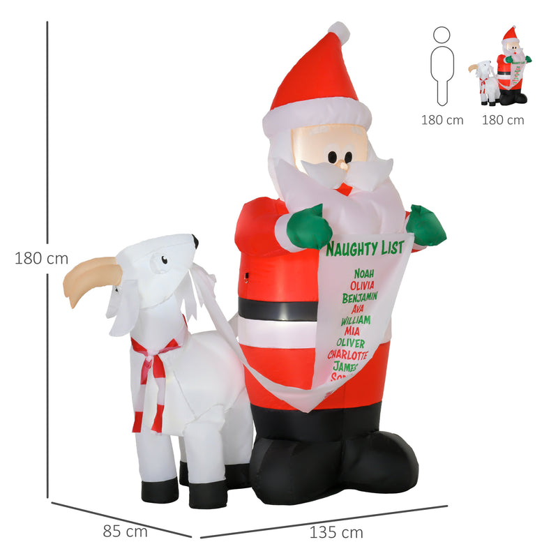 Babbo Natale Gonfiabile H180 cm con Capretta Luci LED Multicolore-3