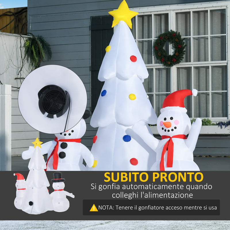 Albero di Natale Gonfiabile H185 cm con Pupazzi di Neve Bianco-5