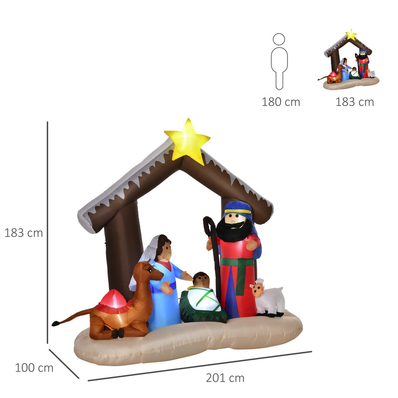 Presepe Gonfiabile 201x100x183 cm con Luci LED Multicolore-3