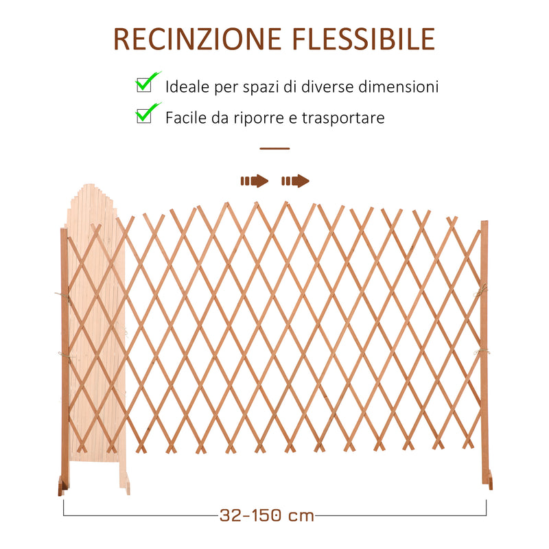 Recinzione da Giardino Estensibile 150x30x148 cm in Legno di Abete Arancione-5