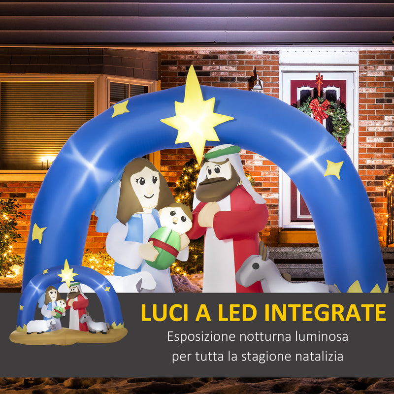 Presepe di Natale Gonfiabile 206x95x157 cm con Luci LED-4