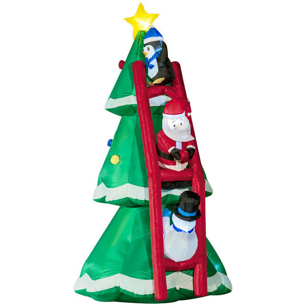 prezzo Aufblasbarer Weihnachtsbaum 162x125x247 cm mit Weihnachtsmann und LED-Leuchten