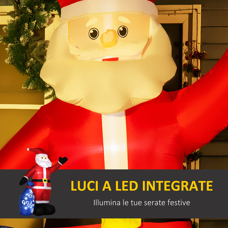 Babbo Natale Gonfiabile Luminoso 146x77x238 cm con  Luci LED-5