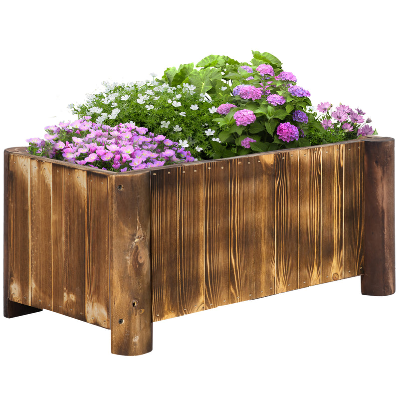 Fioriera Box Rettangolare per Piante in Legno di Abete 70x35x30 cm -1