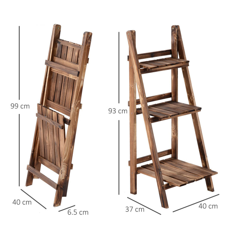 Scaffale Portapiante Pieghevole da Giardino 40x37x93 cm in Legno di Abete-3