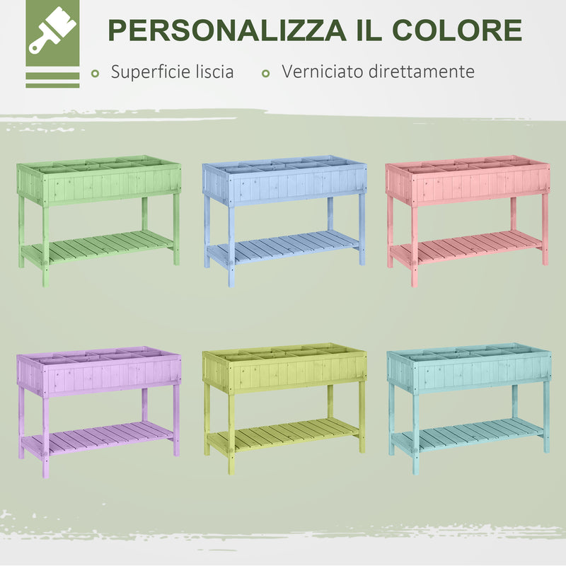 Orto Urbano Pensile in Legno con 8 Griglie e Ripiano Inferiore 120x60x81 cm -5