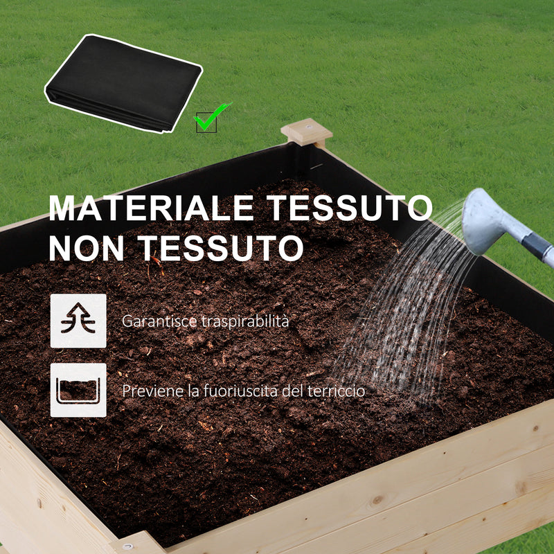 Orto Urbano Pensile in Legno con Fodera in Tessuto 91x91x81 cm -5