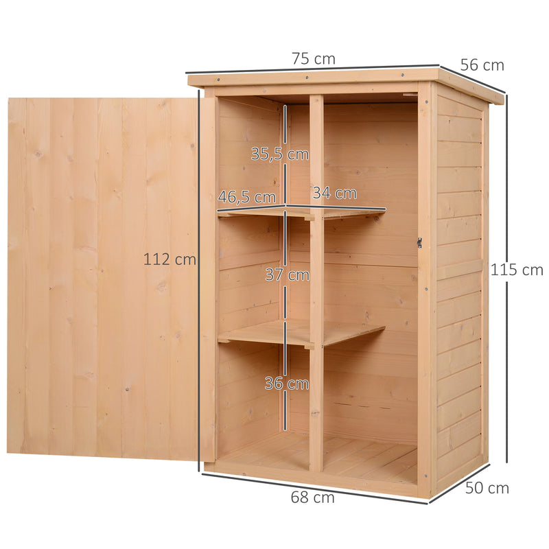 Casetta Box da Giardino in Legno di Abete 75x56x115 cm -3