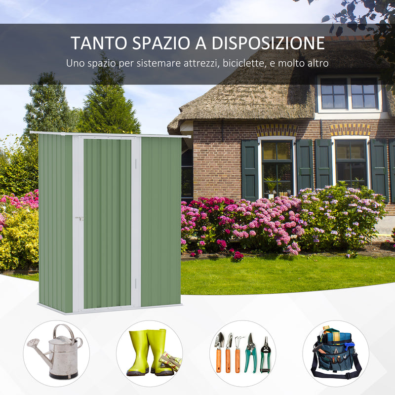 Casetta Box da Giardino 142x84x189 cm in Acciaio Verde-4