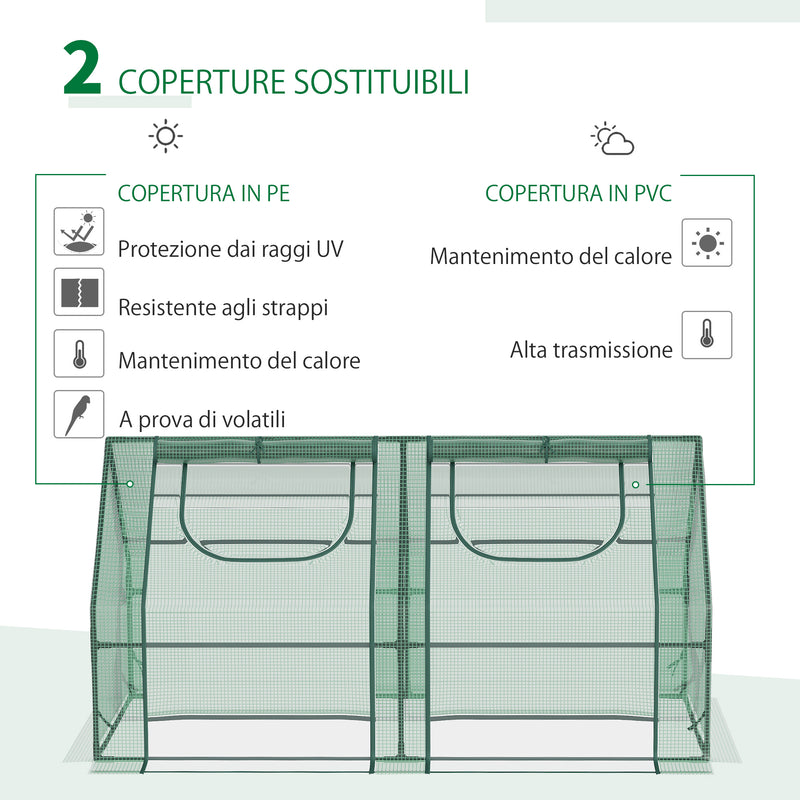 Serra da Giardino per Piante 180x90x90 cm con 2 Coperture Verde-4