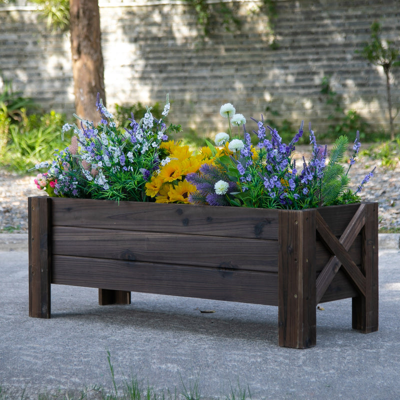 Fioriera da Giardino 100x35,5x36 cm in Legno Carbonizzato-2