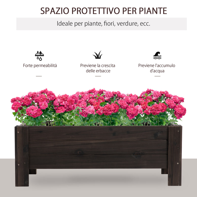 Fioriera da Giardino 100x35,5x36 cm in Legno Carbonizzato-4