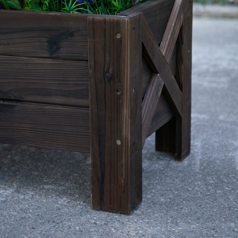 Fioriera da Giardino 100x35,5x36 cm in Legno Carbonizzato-7