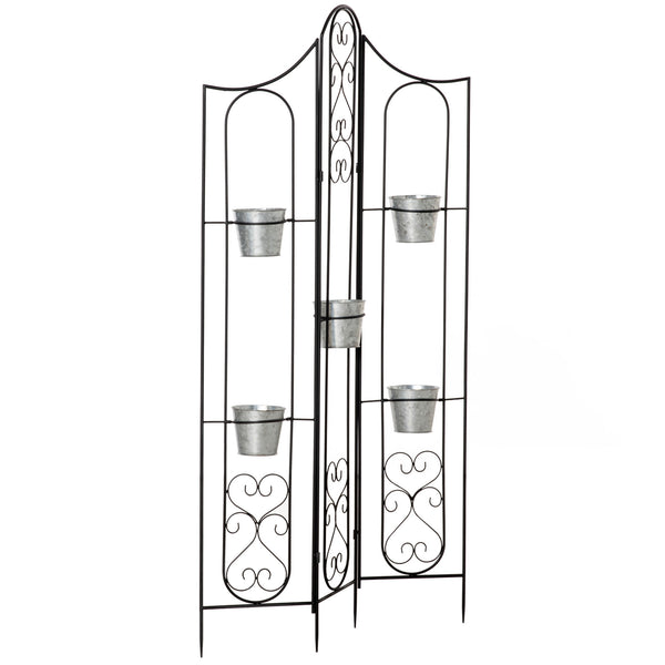 Vertikaler faltbarer Pflanzenhalter 82 x 12,5 x 150 cm aus schwarzem Metall acquista