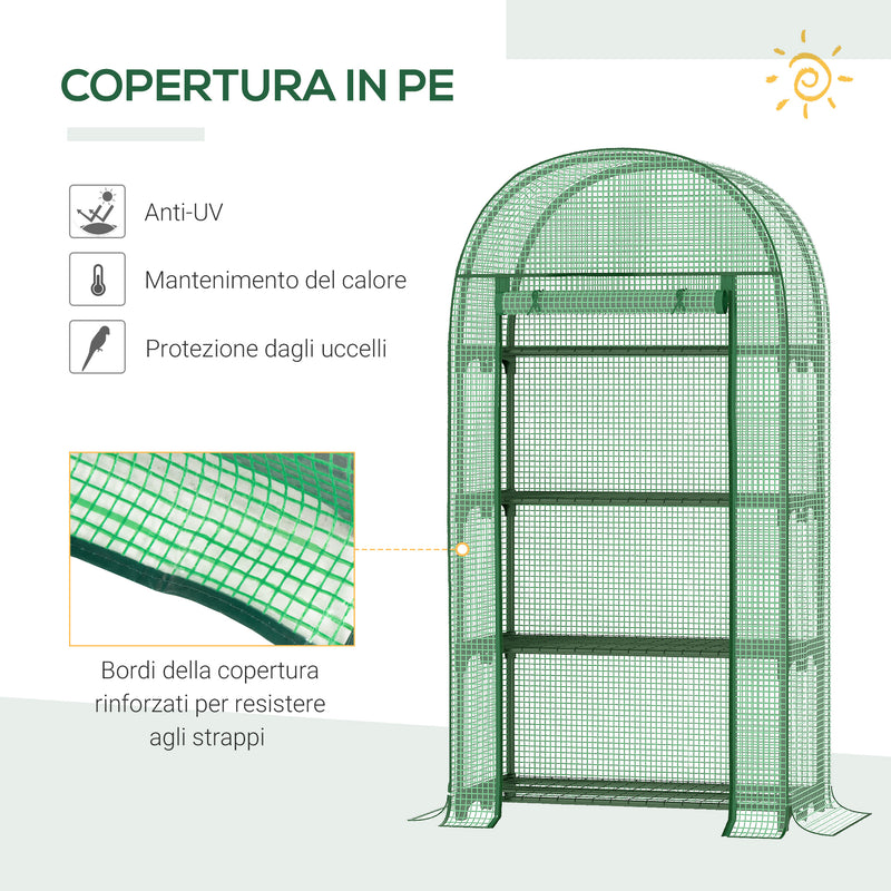 Serra da Giardino con Ripiani 80x49x160 cm in Metallo Verde-4