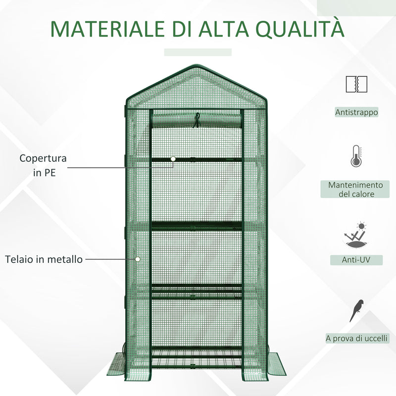 Serra da Giardino 4 Ripiani 69x49x158 cm in Acciaio Verde-4