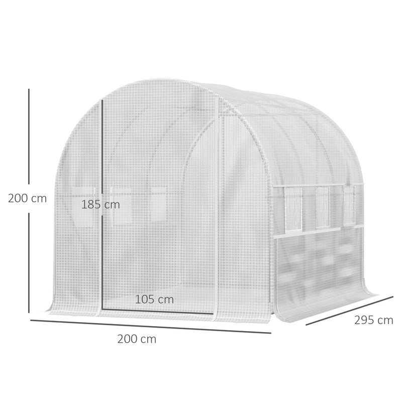 Serra per Orto da Giardino 2,95x2x2m in Acciaio e Polietilene Bianca-3