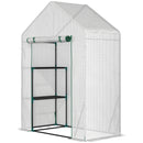 Serra da Giardino 143x73x195 cm 2 Scaffali Porta Avvolgibile Bianco-1