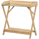 Tavolino da Giardino 80x40x84 cm in Legno con Piano in Metallo Antiruggine-1