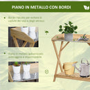 Tavolino da Giardino 80x40x84 cm in Legno con Piano in Metallo Antiruggine-5