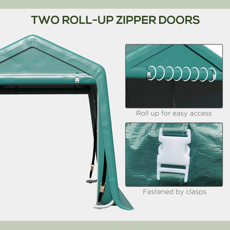 Tendone Garage per Auto Attrezzi 240x200x202 cm in Metallo e Tessuto Polietilene Verde-5