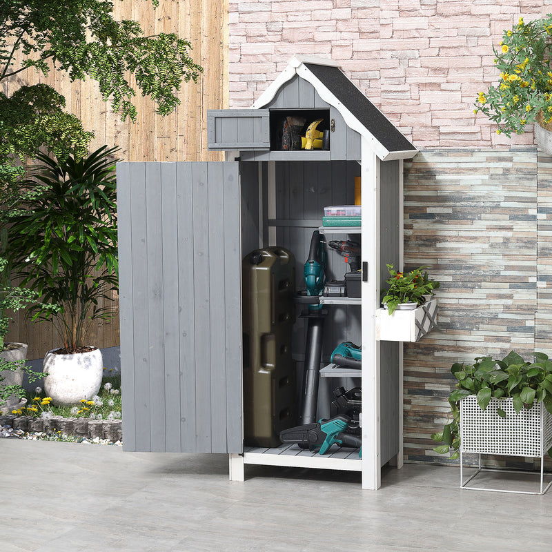 Casetta Box da Giardino 84x54x179 cm in Legno Grigio-2