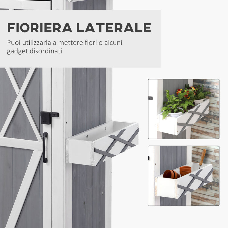 Casetta Box da Giardino 84x54x179 cm in Legno Grigio-7