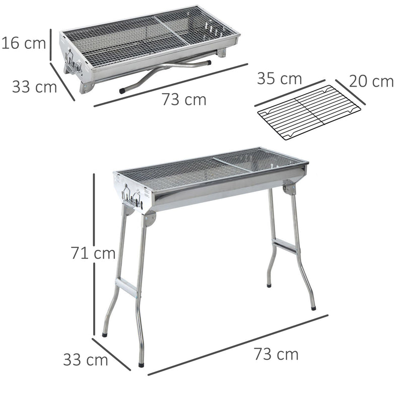 Barbecue a Carbone Carbonella Portatile e Pieghevole in Acciaio Inox -3