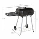 Barbecue a Carbone Carbonella con 2 Griglie Ripiano Laterale e Coperchio in Metallo Nero -3