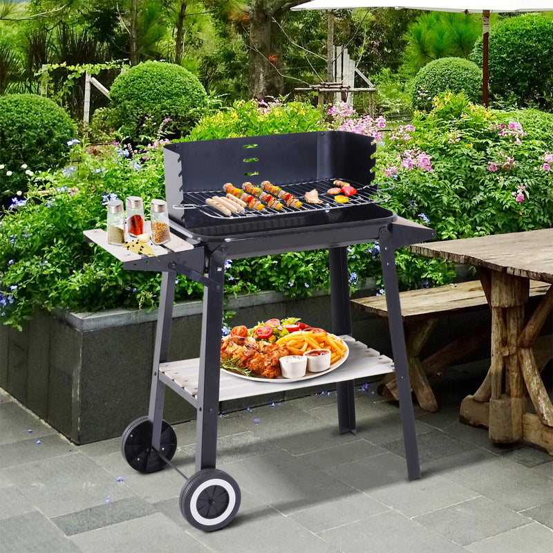 Barbecue a Carbone Carbonella Picnic Altezza Regolabile Nero 87x45x83 cm -2