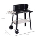 Barbecue a Carbone Carbonella Picnic Altezza Regolabile Nero 87x45x83 cm -3