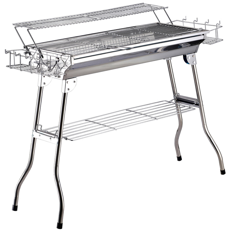 Barbecue a Carbone Carbonella Portatile in Acciaio 100x43x68 cm  Rack-1